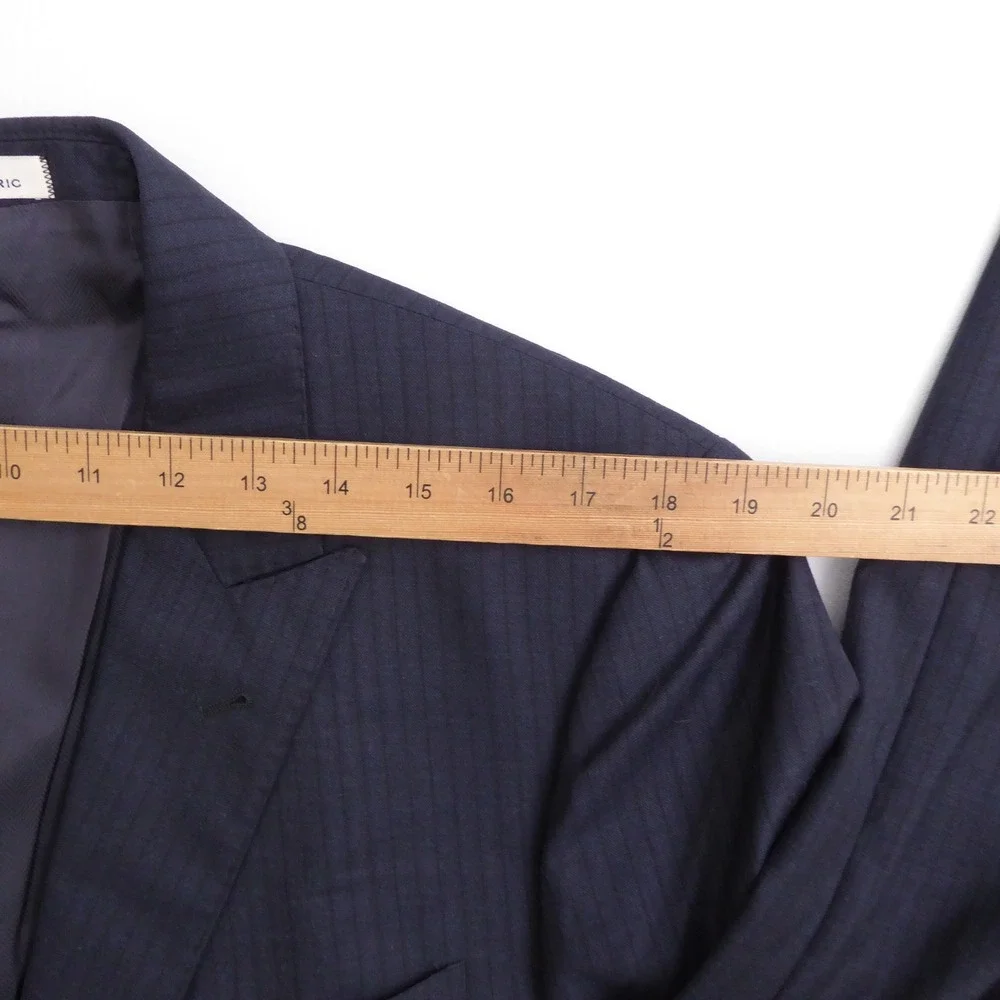 Joseph Abboud Mens Suit Jacket Navy Blue Pinstripe Slim Fit 42R
